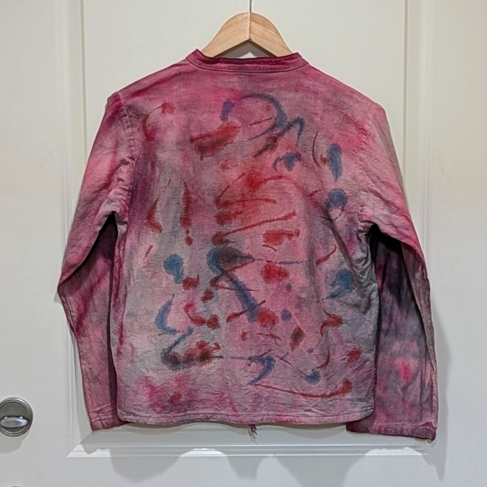 NWOT Beckwoman L 100% Cotton Tie Dyed Mandarin Collar Button Closure Top - Picture 6 of 6